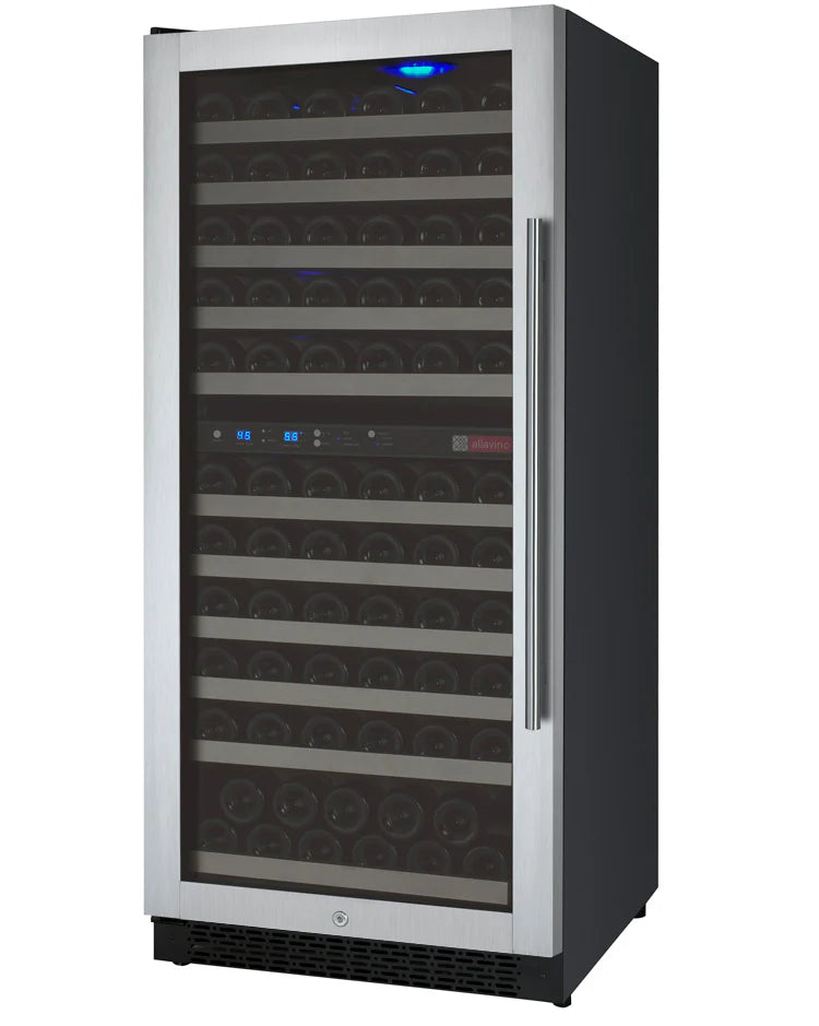 Allavino 121 Bottle Dual Zone Left Hinge Stainless Steel FlexCount II Tru-Vino Wine Cooler VSWR121-2SL20