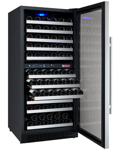 Allavino 121 Bottle Dual Zone Right Hinge Stainless Steel FlexCount II Tru-Vino Wine Fridge VSWR121-2SR20