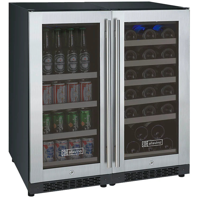 Allavino 30 Bottle/88 Can Dual Zone FlexCount II Tru-Vino 2.3 Amps Wine and Beverage Fridge 3Z-VSWB15-2S20