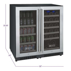 Allavino 30 Bottle/88 Can Dual Zone FlexCount II Tru-Vino 1.0 Amps Wine and Beverage Fridge VSWB30-2SF20