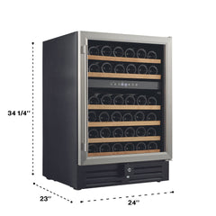 Smith & Hanks - 24" 46-Bottle Dual-Zone Stainless Steel Trim Glass Door Wine Cooler (RE100002)