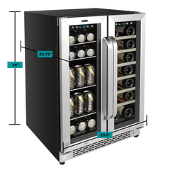 Whynter - 24" 20-Bottle/60 Can Dual-Zone French Door Wine & Beverage Center (BWB-2060FDS)