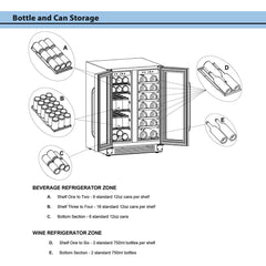 Whynter - 24" 20-Bottle/60 Can Dual-Zone French Door Wine & Beverage Center (BWB-2060FDS)