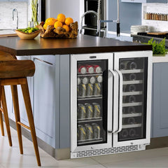 Whynter - 30" 33-Bottle/88 Can Dual-Zone Built-in French Door Wine & Beverage Center (BWB-3388FDS)