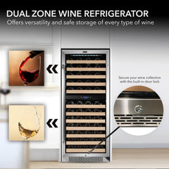 Whynter - 24" 92-Bottle Dual-Zone Stainless Steel Wine Cooler (BWR-0922DZ)