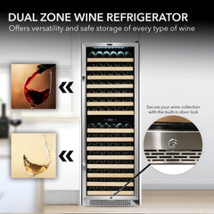 Whynter - 24" 164-Bottle Dual-Zone Stainless Steel Wine Cooler (BWR-1642DZ)