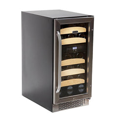 Whynter - 15" 28-Bottle Dual-Zone Built-in/Freestanding Sleek Black Wine Cooler w/ Stainless Steel Trimmed Glass Door (BWR-281DZ)