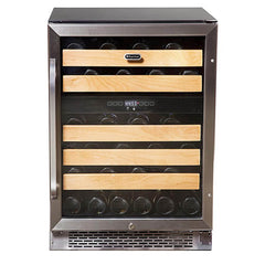 Whynter - 24" 46-Bottle Dual-Zone Built-in/Freestanding Black Wine Cooler w/ Stainless Steel Glass Door (BWR-462DZ)