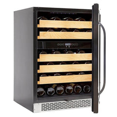 Whynter - 24" 46-Bottle Dual-Zone Built-in/Freestanding Black Wine Cooler w/ Stainless Steel Glass Door (BWR-462DZ)