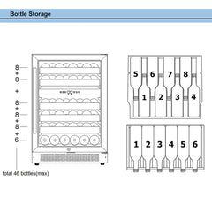 Whynter - 24" 46-Bottle Dual-Zone Built-in/Freestanding Black Wine Cooler w/ Stainless Steel Glass Door (BWR-462DZ)