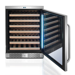 Whynter - 24" 54-Bottle Single-Zone Built-in/Freestanding Stainless Steel Wine Cooler w/ Elite Spectrum Lightshow (BWR-545XS)