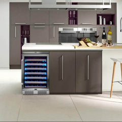 Whynter - 24" 54-Bottle Single-Zone Built-in/Freestanding Stainless Steel Wine Cooler w/ Elite Spectrum Lightshow (BWR-545XS)