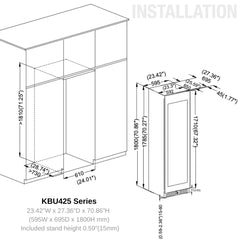 KingsBottle - 24" 159 Bottle Dual-Zone Built-in/Freestanding Glass Door Wine Cooler (KBU425DX)