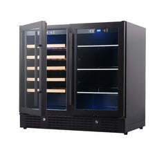 KingsBottle - 36" 34 Bottle Wine and Beverage Cooler Combination with Low-E Glass Door