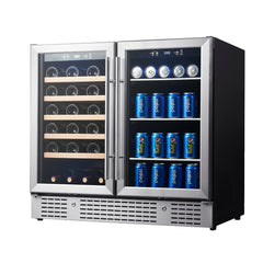 KingsBottle - 36" 34 Bottle Wine and Beverage Cooler Combination with Low-E Glass Door