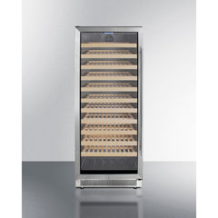 Summit - 24" 127-Bottle Single-Zone Black Cabinet w/ Glass Door Stainless Steel Frame Wine Cooler, Reversible Door (SWC1127B)