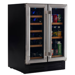 Smith & Hanks - 24" 20 Bottle Dual Zone Stainless Steel Under Counter Wine and Beverage Cooler (RE100055)