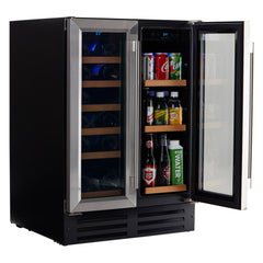 Smith & Hanks - 24" 20 Bottle Dual Zone Stainless Steel Under Counter Wine and Beverage Cooler (RE100055)