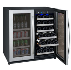 Allavino 30 Bottle/88 Can Dual Zone FlexCount II Tru-Vino 1.0 Amps Wine and Beverage Fridge VSWB30-2SF20