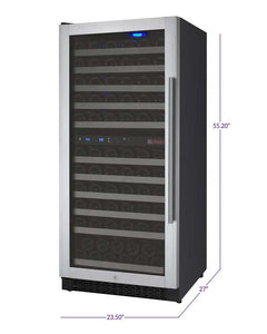 Allavino 121 Bottle Dual Zone Left Hinge Stainless Steel FlexCount II Tru-Vino Wine Cooler VSWR121-2SL20