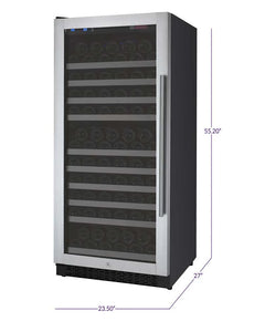 Allavino 128 Bottle Single Zone Left Hinge Stainless Steel FlexCount II Tru-Vino Wine Fridge VSWR128-1SL20