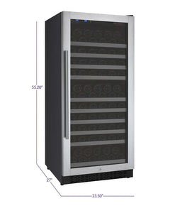 Allavino 128 Bottle Single Zone Right Hinge Stainless Steel FlexCount II Tru-Vino Wine Refrigerator VSWR128-1SR20