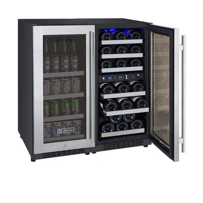 Allavino 30 Bottle/88 Can Three Zone Stainless Steel FlexCount II Tru-Vino Beverage/Wine Fridge 3Z-VSWB15-3S20