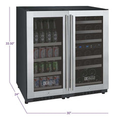 Allavino 30 Bottle/88 Can Three Zone Stainless Steel FlexCount II Tru-Vino Beverage/Wine Fridge 3Z-VSWB15-3S20