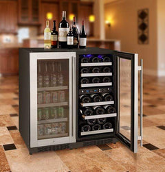 Allavino 30 Bottle/88 Can Three Zone Stainless Steel FlexCount II Tru-Vino Beverage/Wine Fridge 3Z-VSWB15-3S20