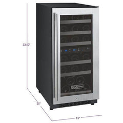 Allavino 30 Bottle Dual Zone Right Hinge Stainless Steel FlexCount II Tru-Vino Wine Fridge VSWR30-2SR20