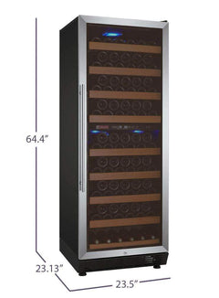 Allavino 99 Bottle Dual Zone Right Hinge Stainless Steel Vite II Tru-Vino Wine Fridge YHWR99-2SR20