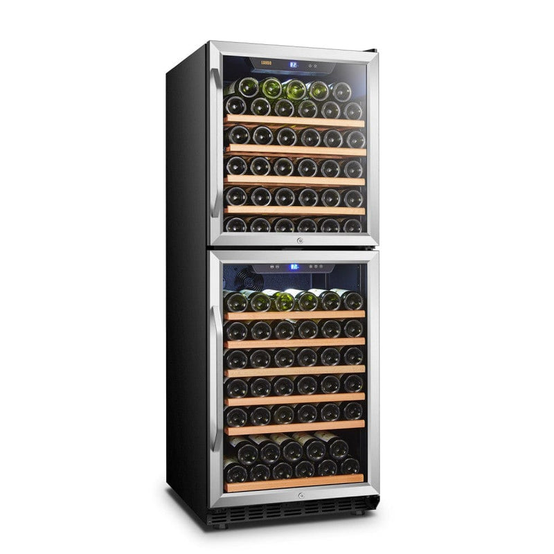 Lanbo 133 Bottles Dual Zone Stainless Steel Right Hinge Dual Door Wine Coolers LW133DD