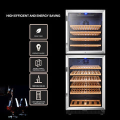 Lanbo 133 Bottles Dual Zone Stainless Steel Right Hinge Dual Door Wine Coolers LW133DD