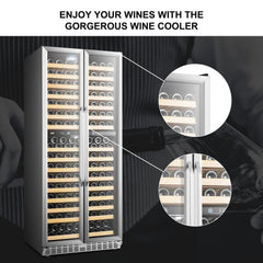 Lanbo Luxury 287 Bottles Dual Door Stainless Steel Wine Coolers LW328DD