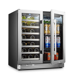 Lanbo Pro 30" 31 Bottles Dual Zone Stainless Steel Wine and Beverage Coolers LP66B