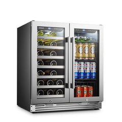 Lanbo Pro 30" 31 Bottles Dual Zone Stainless Steel Wine and Beverage Coolers LP66B