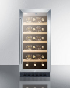 Summit - 15" 23-Bottle Single-Zone ADA Compliant Stainless Steel Glass Door Frame Wine Cooler, Reversible Door (ALWC15CSS)