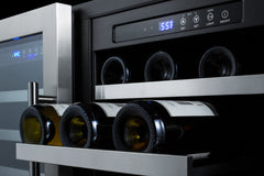 Summit - 36" 68-Bottle Dual-Zone Built-in Undercounter Wine Cooler w/ Stainless Steel Glass French Door Trim (SWC3668)