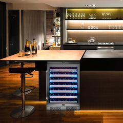 Whynter - 24" 54-Bottle Single-Zone Built-in/Freestanding Stainless Steel Wine Cooler w/ Elite Spectrum Lightshow (BWR-545XS)