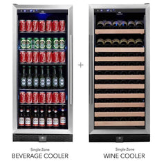 KingsBottle - 56" Upright 100 Bottle Wine And Beverage Refrigerator Combo With Glass Door