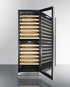 Summit - 24" 162-Bottle Dual-Zone Wine Cooler w/ Glass Door Stainless Steel Frame, Black/Stainless Steel Wrapped Cabinet (SWC1966B)