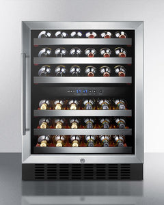 Summit - 24"  46-Bottle Dual-Zone Wine Cooler w/ Tempered Glass Stainless Steel Frame Door, Black/Stainless Steel Wrapped Cabinet (SWC530BLBIST)