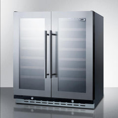 Summit - 30" 66-Bottle Dual-Zone Built-in/Undercounter Wine Cooler w/ Stainless Steel Glass French Door Trim (SWC3066B)