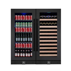 KingsBottle - 56" Upright 100 Bottle Wine And Beverage Refrigerator Combo With Glass Door