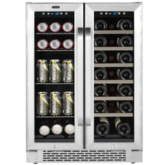 Whynter - 24" 20-Bottle/60 Can Dual-Zone French Door Wine & Beverage Center (BWB-2060FDS)