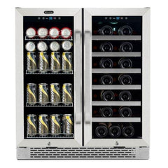 Whynter - 30" 33-Bottle/88 Can Dual-Zone Built-in French Door Wine & Beverage Center (BWB-3388FDS)